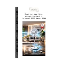 Özel Seri Yaz Cihaz Dijital Vantilatör 7 Pervaneli Sf02 Beyaz 60w