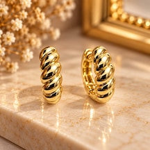 Sarmal Model Halka Küpe Paslanmaz Çelik Gold