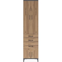 Arges Dolap 3 Raflı 3 Çekmeceli 4 Kapaklı 60x30x243 Antrasit-çam Antrasit