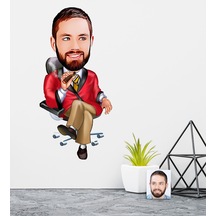Kişiye Özel Bay Patron Karikatürlü Duvar Sticker 50X70CM 2
