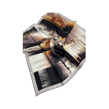 AKER 90x90 İpek Krep Saten Eşarp - 90 X 90 / Vizon Vizon