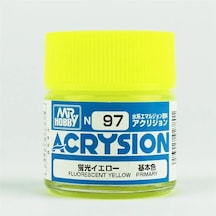 Mr.hobby N-097, 10 Ml. Fluorescent Yellow Acrysion Maket Boyası Standart