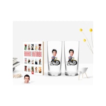 Kişiye Özel Renkli Baskılı Erkek Karikatürlü İkili Rakı Bardağı Ve Rakı Cep Kitabı Hediye Seti-54