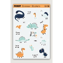 Sevimli Dinozor Sticker Seti - 11 Adet Etiket Çıkartma Diğer