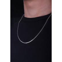 Encili Silver 925 Ayar Gümüş Oksitli Küp Zincir Model Kolye Gümüş