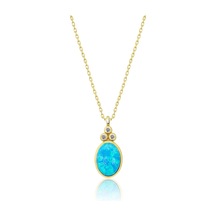 Papatya Silver 925 Ayar Oval Opal Taşlı Gümüş Kolye Altın Kaplama