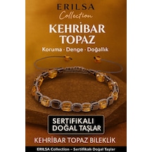 Sertifikalı Küp Kesim Terahertz - Kehribar Topaz Doğal Taş Bileklik Turuncu