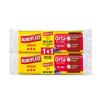 3 Adet Koroplast Güçlü Orta Boy Mavi Çöp Torbası 15'li 1+1