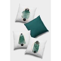 Zümrüt Modern Çift Taraflı 4'lü Set Kırlent Kılıfı 4kr048n11 Zümrüt Yeşili