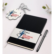 Kişiye Özel Elektrik Mühendisi Siyah Defter Kalem Ve Anahtarlık H