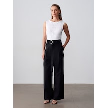 Dilvin 72673 Kemerli Pantolon-siyah