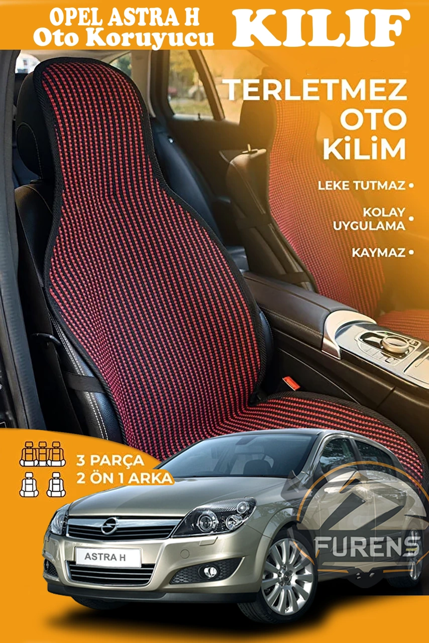 Opel Astra H Uyumlu Kırmızı Prestij Serisi Dokuma Kumaş Oto Koltuk Kılıfı Ön Tam Arka Alt