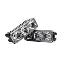 Araba Gündüz Ledi - 2x3 Power Ledli - 9w - 12v Led Yüksek Güç Gündüz Farları, Su Geçirmez