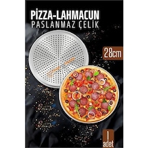 Paslanmaz Çelik Pizza-lahmacun Tepsisi Delikli Tasarım İle Mükemmel Pişirme 28 Cm 722227 Açık Bej