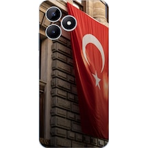 Realme Note 50 Uyumlu Dev Türk Bayrağı Baskılı Silikon Kılıf Renkli