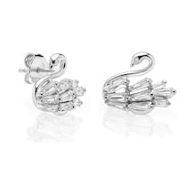 Servi 925 Ayar Gümüş Crystal Swan Küpe-29