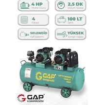 Hava Kompresörü Yüksek Emişli Yağsız Teknoloji 100 lt GPY1500x2/100