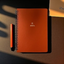 4 Aylık Hedef Ve Egzersiz Planlayıcı Defter, A5 Spiralli, 132 Sayfa, Deri Kapak Fit Journal Turuncu