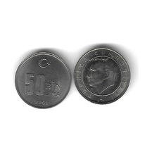 2001 Yılı Nikel Tedavül 50.000 Lira Çil