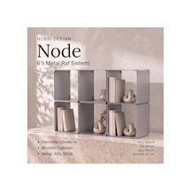 Node 6 Lı Modüler Metal Tv Ünitesi Açık Raflı Dekoratif Televizyon Sehpası Gümüş - 940100355 Gümüş