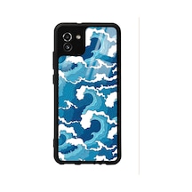 Samsung Uyumlu A-03 Mavi Dalga Tasarımlı Glossy Telefon Kılıfı Çok Renkli