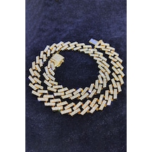 Chavin 15 Mm. Gold Kalın 60 Cm. Taşlı Alloy Erkek Zincir Eu78sr Gold