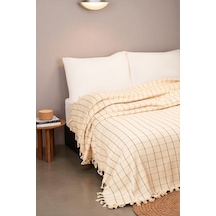 Doğal Pamuk , Yumuşak , Çok Amaçlı Örtü , Koltuk Örtüsü , Çift Kişilik Pike 200 X 240 Cm - 6 - Kareli Natural Çok Renkli