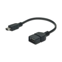 Usb On-the-go Otg Kablosu, 0,20 Metre, Awg 28, Usb A, Dişi - Mini Usb B, 5-pin, Erkek