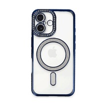 Apple İphone 16 Kılıf Joke Simli Magneticsafe Kılıf - Lacivert