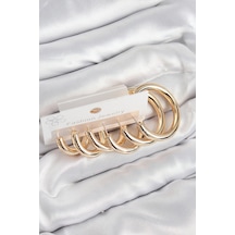 Pirinç Halka Model Gold Renk Kadın Set Küpe - Çok Renkli