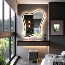Elvenor Günışığı Lazer Kumlamalı Lavabo & Banyo Aynası Dokunmatik Sensörlü 91 X 110 Cm