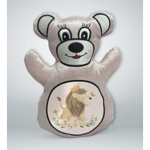 Bk Gift Sevimli Aslan-1 Tasarımlı Ayıcık Yastık Krem