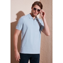 Buratti Pamuklu Regular Fit Yarım Fermuarlı Erkek Polo Yaka T Shirt 5901029 Açık Gri