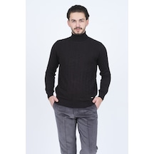 Raymons Erkek Desenli Tam Balıkçı Triko Kazak 67822507 Siyah