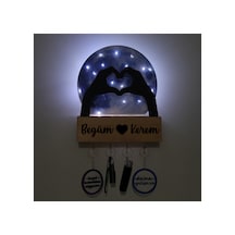 Led Işıklı Pleksi Dolunay Kişiselleştirilebilir Dekoratif Biblo Holly Kalp Anahtar Askılığı Mavi - 737348111 Mavi