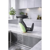 Led Işıklı Penguen Lavabo Bataryası - Uzatılabilir Spiralli Şelale Akışlı Antrasit Banyo Musluğu Diğer