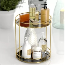 Banyo Kozmetik Takı Düzenleyici Çok Amaçlı Organizer 2 Katlı Servis Sunum Tepsisi Ikramlık Metal Alt Diğer