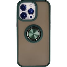 Newface Apple İphone 13 Pro Kılıf Montreal Yüzüklü Silikon Kapak - Yeşil