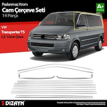S-dizayn Vw Transporter T5 Uzun Şase Krom Cam Çerçeve Seti 2003-2015 Tek Sürgü A+ Kalite
