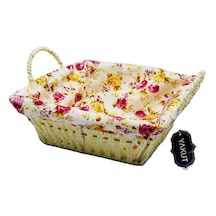 Hasırlı Bezli Ekmek Sepeti Kare Renkli Royaleks-8823 Asorti