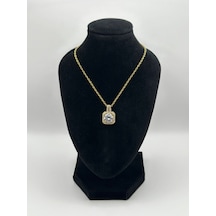 Arnes Jewelry Çelik Zirkon Taşlı Kolye Gold