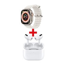 GS8 Watch 8 Ultra Akıllı Saat Beyaz Watch + Beyaz Pro5 Benzeri Bluetooth Kulaklık Hediye (İthalatçı Garantili)