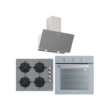 Silverline BO6503S01 - CS5335S01 - 3457 Soho 60 Gri Cam Ankastre Set