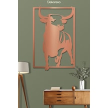 Boğa Metal Duvar Tablosu - Metal Duvar Sanatı - Bronz - 30 X 50 Cm