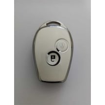 Gma Keys Renault Clio 3 Dacia Duster 2 Buton Nano Anahtar Kılıfı Beyaz Gümüş Silver Renk
