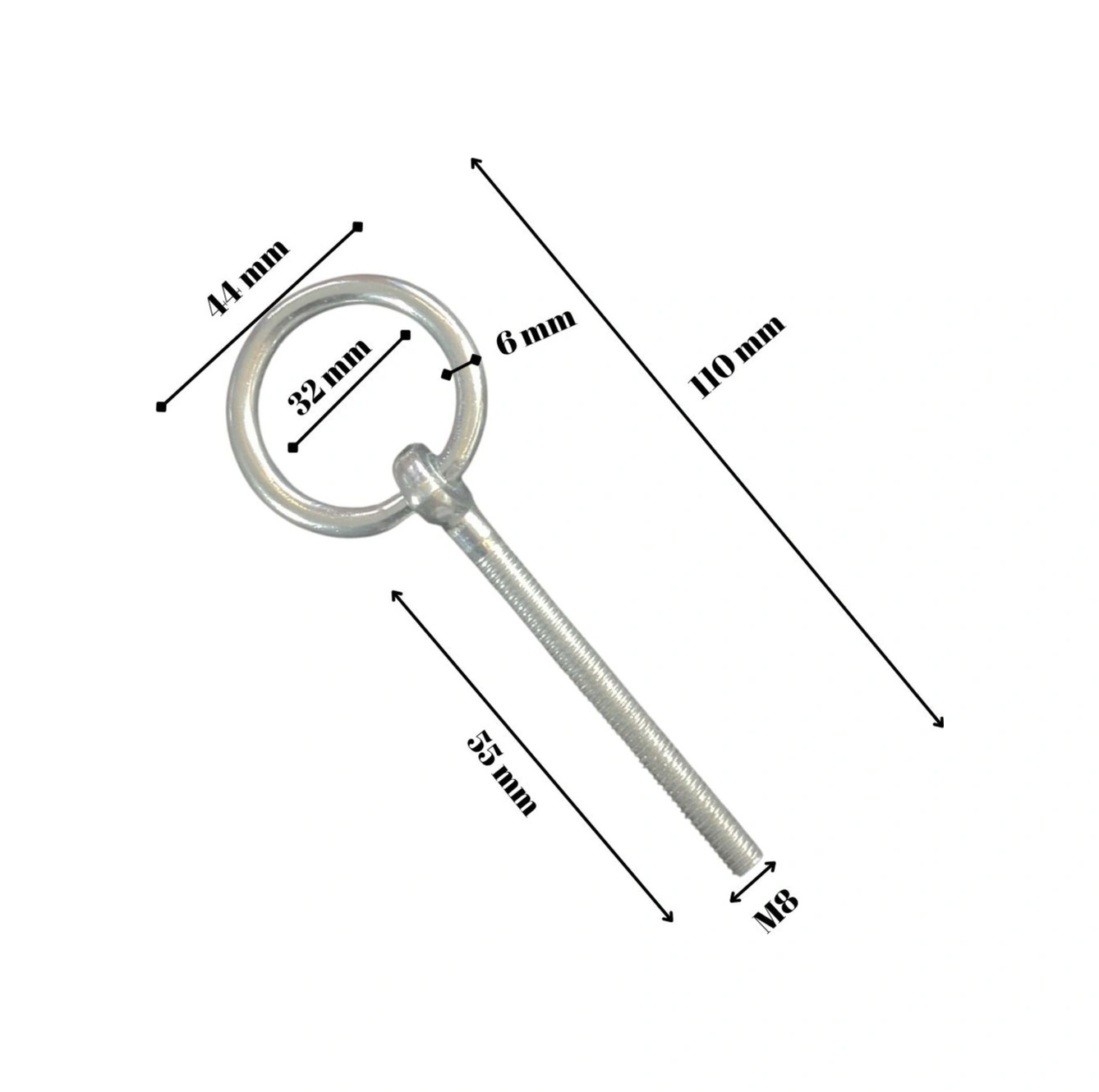 Halkalı Civata M8x110 Mm Galvanizli 2 Adet -