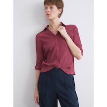 Lcwaıkıkı Classic Bordo Dokulu Kadın Gömlek