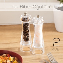 Porsima 181002 Baharat Öğütücü 2li Set Değirmen Baharat Değirmeni Tuz Karabiber Öğütücü Baharatlık Şeffaf