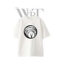 Thewert Rabbit Hole Tasarım Baskılı Ünisex Beyaz Oversize T-shirt