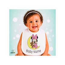 Kişiye Özel Minnie Mouse Keten Bebek Mama Önlüğü Yumuşak - Emici - Yıkanabilir - Özel Tasarım P092 Çok Renkli